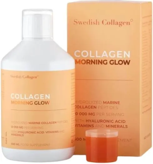 Рибен Колаген Morning Glow Collagen 10 000 мг + хиалуронова киселина + ретинол + биотин + пробиотик + MSM + силика + витамини 500 мл Swedish Collagen