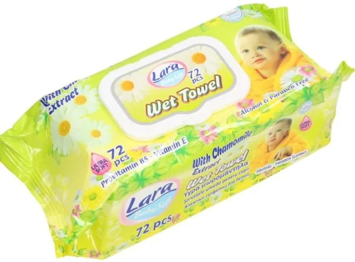 Lara Wet Towel Бебешки мокри кърпички с екстракт от лайка x72 бр