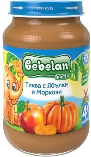 Bebelan Пюре Тиква с ябълки и моркови 4М+ 190 гр