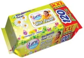 Lara Wet Towel Бебешки мокри кърпички с екстракт от лайка XXL x120 бр