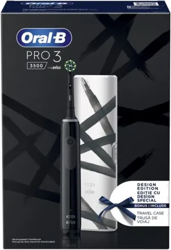 Oral-B Pro 3 3500 Електрическа четка за зъби черна + Калъф за пътуване черен Комплект