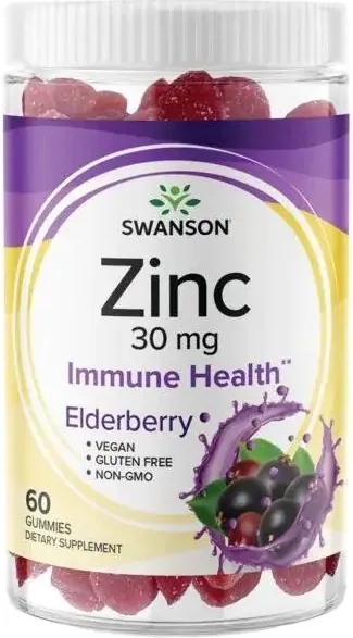 Swanson Zinc Gummies - Elderberry Цинк дъвчащи таблетки с вкус на бъз х 60 дъвчащи таблетки