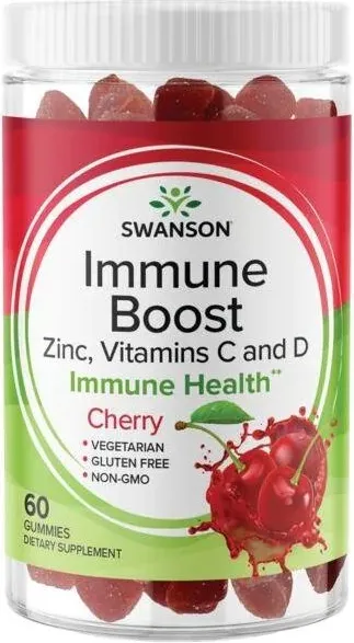 Swanson Immune Boost Gummies with Acerola, Zinc and Vitamin C & D - Cherry Имун Буст дъвчащи таблетки с вкус на череша х 60 дъвчащи таблетки