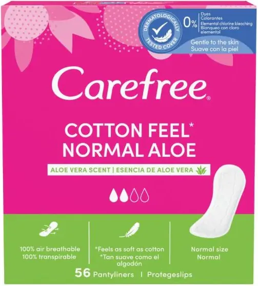Carefree Cotton Feel Normal Aloe Ежедневни дамски превръзки х 56 бр