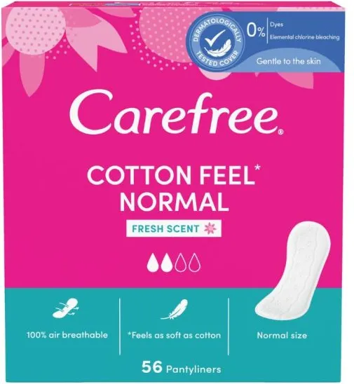 Carefree Cotton Feel Normal Fresh Ежедневни дамски превръзки х 56 бр