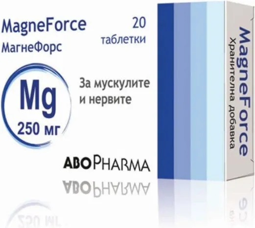 AboPharma MagneForce Магнезий 250 мг За мускулите и нервите 20 таблетки