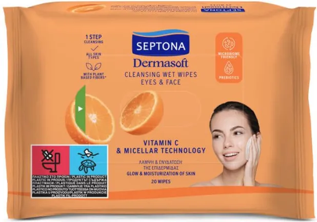 Septona Dermasoft Micellaire Мокри кърпи за лице с мицеларна вода 20 броя