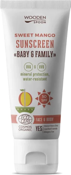 Wooden Spoon Baby & Family Sweet Mango Слънцезащитен Лосион SPF50 100 мл