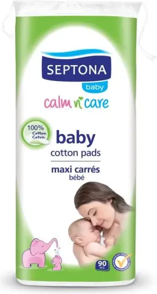 Septona Baby Calm n' Care Big Pack Памучни тампони за почистване на бебешка кожа 90 бр