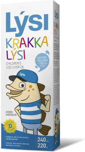 LYSI Children’s Cod Liver Oil Омега-3 за деца и възрастни 2390 мг (масло от черен дроб на исландска риба треска) 240 мл