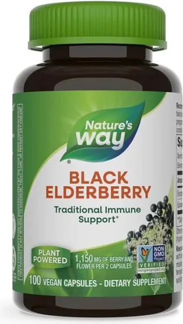 Nature's Way Black Elderberry Черен бъз за подкрепа на имунната система 575 мг х100 капсули