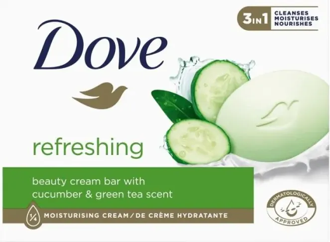 Dove Refreshing Овлажняващ крем-сапун за ръце, лице и тяло с краставица и зелен чай 90 гр