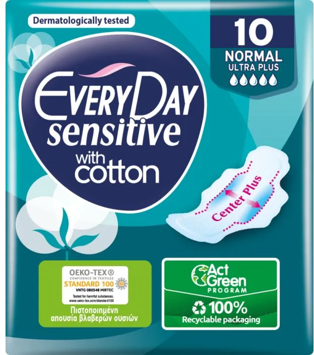 Everyday Sensitive Normal Ultra Plus Дамски превръзки с крилца 10 бр