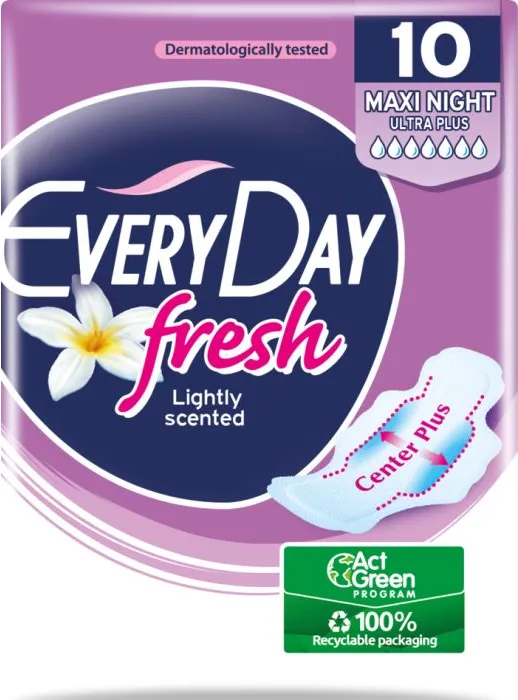 Everyday Fresh Maxi Night Ultra Plus Дамски превръзки с крилца 10 бр