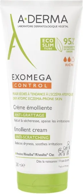 A-Derma Exomega Control Емолиентен крем за суха и атопична кожа 200 мл Еко туба