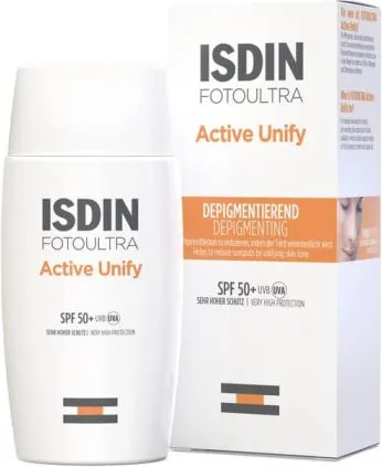 ISDIN FotoUltra 100 Active Unify Слънцезащитен флуид с депигментиращо действие SPF50+ 50 мл