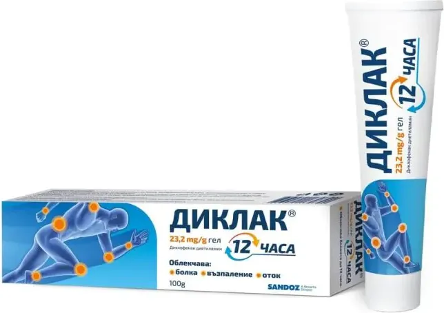 Диклак 12 часа 23,2 мг/г гел 100 г Sandoz