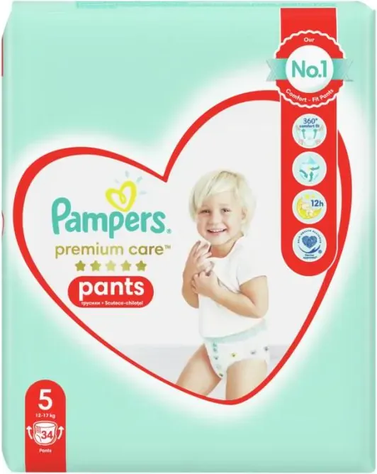 Пелени - гащички Pampers Premium Care Pants Размер 5 34 бр