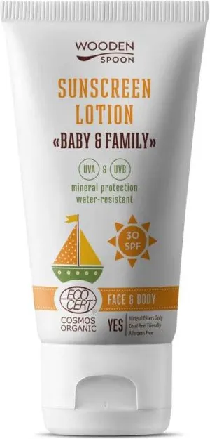 Wooden Spoon  Baby&Family Invisible Zinc Био слънцезащитен лосион SPF30 150 мл