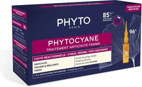 Phyto Phytocyane Tерапия против реактивен косопад при жени 12 ампули х 5 мл