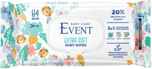 Event Extra Soft Aloe Мокри кърпи х 84 броя