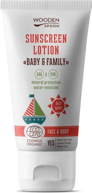 Wooden Spoon  Baby&Family Invisible Zinc Био слънцезащитен лосион SPF50 150 мл