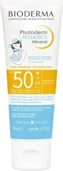 Bioderma Photoderm Pediatrics Mineral SPF50+ Слънцезащитен минерален крем за бебета и деца 50 гр