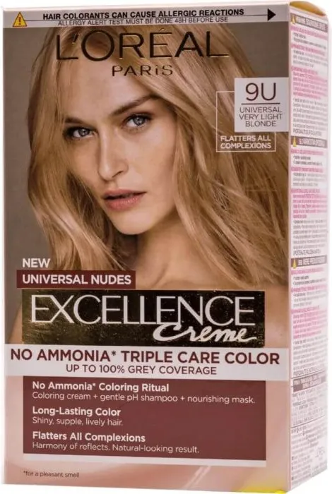 L’Oreal Excellence Universal Nudes Безамонячна боя за коса цвят 9U Very Light Blonde