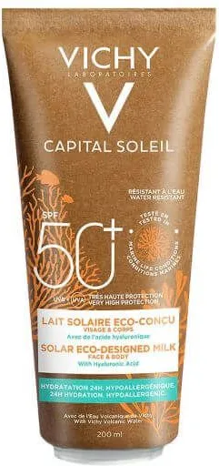 Vichy Capital Soleil Слъцезащитно мляко за лице и тяло SPF50+ 200 мл Еко опаковка