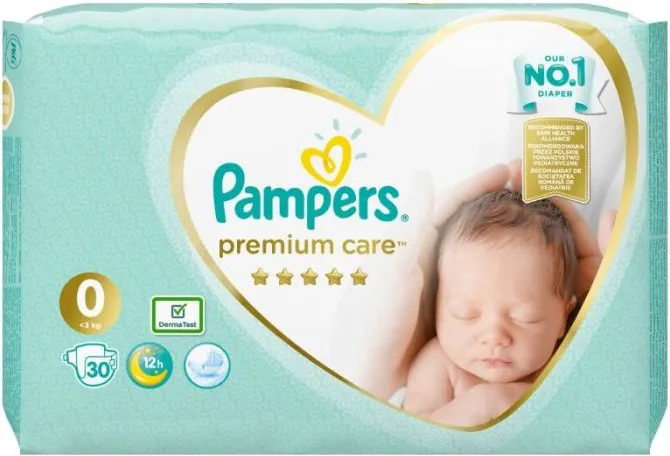 Пелени Pampers Premium Care Размер 0 30 бр