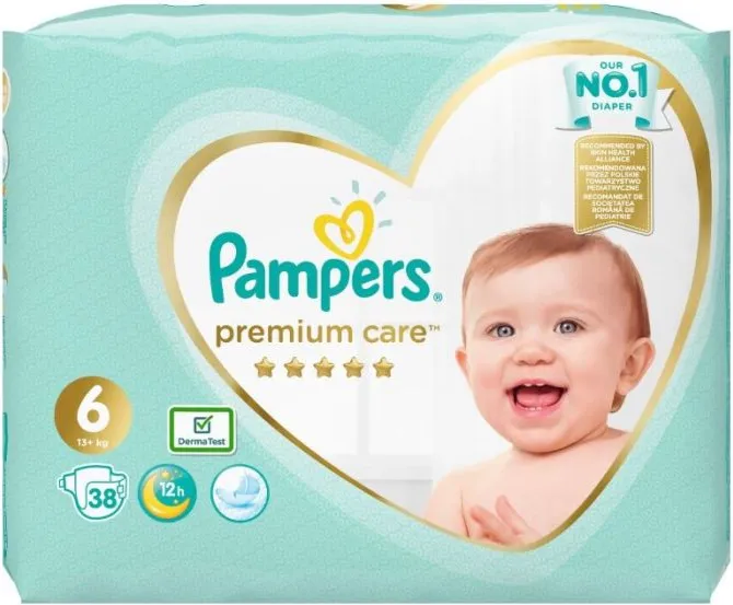 Пелени Pampers Premium Care Размер 6 XL 38 бр