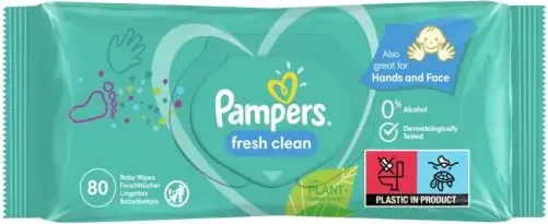 Pampers Fresh Clean Baby Scent Бебешки мокри кърпички XXL 80 бр