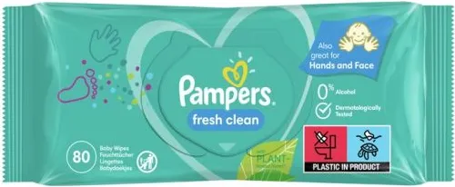 Pampers Fresh Clean Baby Scent Бебешки мокри кърпички XXL 80 бр