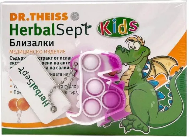 Dr. Theiss HerbalSept Kids Близалки при болки в гърлото 6 броя + подарък Комплект