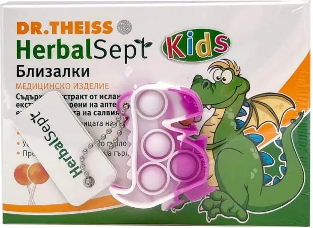 Dr. Theiss HerbalSept Kids Близалки при болки в гърлото 6 броя + подарък Комплект