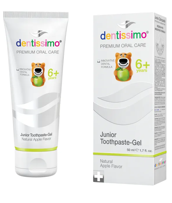 Dentissimo Junior Детска паста за зъби с вкус на ябълка 6г+ 50 мл