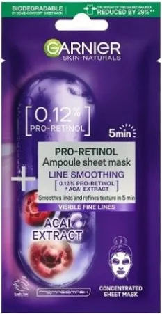 Garnier Skin Active Pro-Retinol Ampoule Лист маска за лице срещу признаците на стареенето