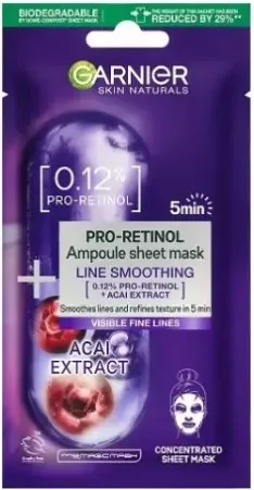Garnier Skin Active Pro-Retinol Ampoule Лист маска за лице срещу признаците на стареенето