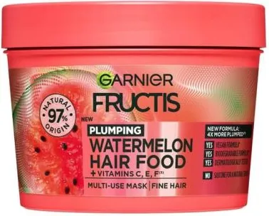 Garnier Fructis Watermelon Hair Food Уплътняваща маска за тънка и фина коса с диня 390 мл