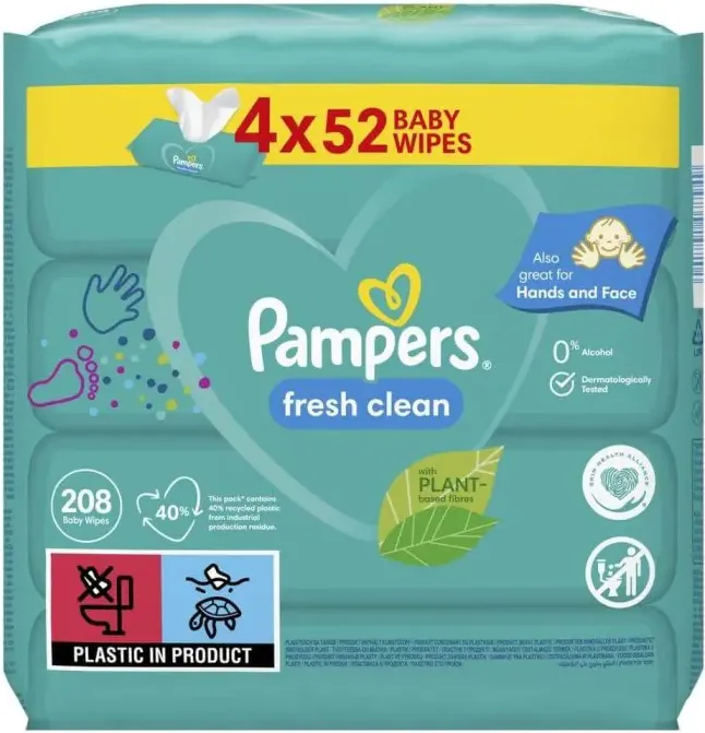 Pampers Fresh Clean Baby Scent Бебешки мокри кърпички 4 x 52 бр