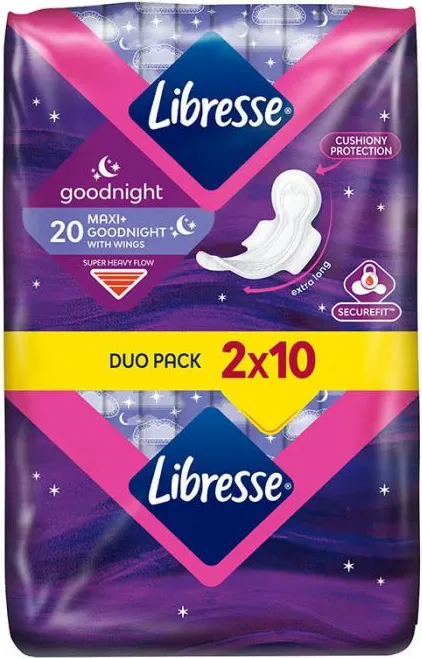 Libresse Maxi+ Goodnight Duo Pack Нощни дамски превръзки x20 бр