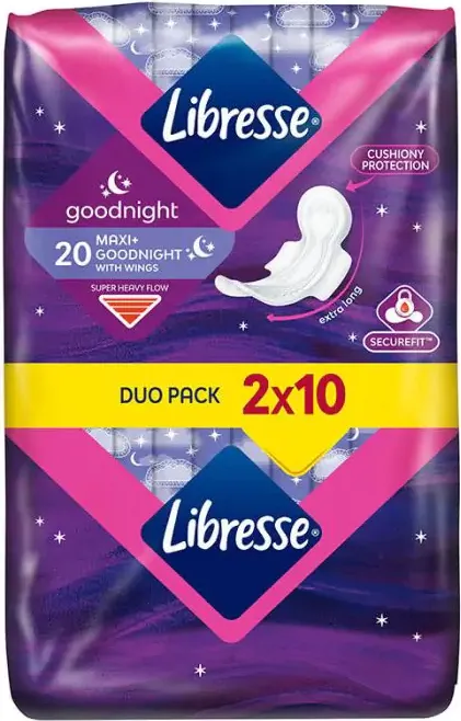 Libresse Maxi+ Goodnight Duo Pack Нощни дамски превръзки x20 бр
