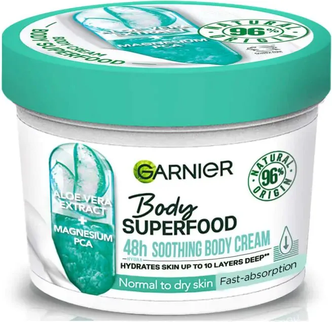 Garnier Body Superfood Успокояващ крем за тяло с алое вера и магнезий 380 мл