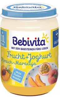 Bebivita пюре йогурт праскова и маракуя 10М+ 190 гр