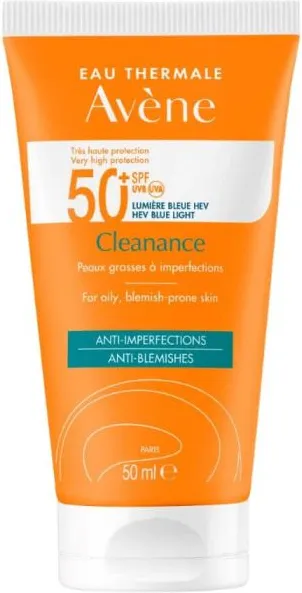 Avene Cleanance Слънцезащитен матиращ крем за лице за кожа, склонна към акне SPF50+ 50 мл