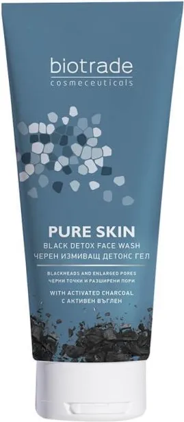 Biotrade Pure Skin Черен измиващ детокс гел за лице с черен въглен 200 мл