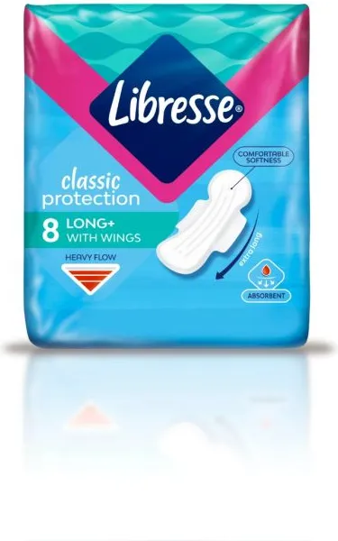 Libresse Classic Protection Long+ Дневни дамски превръзки с крилца 8 бр Essity AB