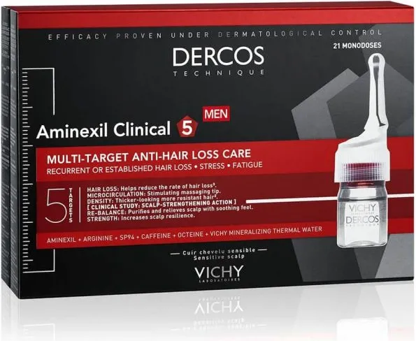 Vichy Dercos Aminexil Clinical 5 Терапевтична грижа против косопад за мъже 21 х 6 мл