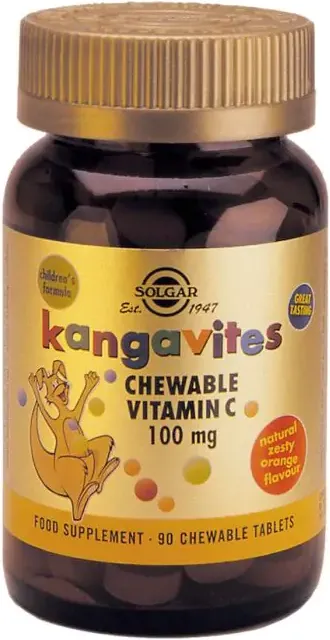 Solgar Kangavites Chewable Vitamin C Витамин С за деца с вкус на портокал х90 дъвчащи таблетки