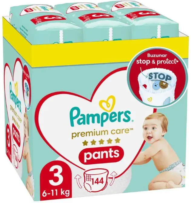 Пелени - гащички Pampers Premium Care Pants Размер 3 144 бр